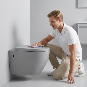 WC monobloc mural en céramique, à siphon en P, sans bride, cuvette allongée, pour salle de bain - Product Image 3