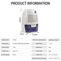 Déshumidificateur Usb Meilleur Portable Mini Avis pour La Maison Voiture Placard Salle De Bains Chambre Bureau Petits Espaces Avec Ventilateur De Capteur D'humidité