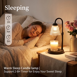 Lampe <span class=keywords><strong>chauffe</strong></span>-<span class=keywords><strong>cire</strong></span> élégante en verre gaufré avec base métallique, à intensité variable et minuterie, pour <span class=keywords><strong>chauffe</strong></span>-bougie aromatique, sans fumée et sans flamme - Product Image 5