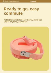 Gobelet isotherme à double paroi de 20 oz avec couvercle à paille et poignée de transport, sans BPA, tasse portable qui s'adapte parfaitement au porte-gobelet de voiture - Product Image 6