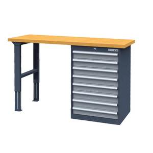Table de travail en hêtre massif 1500x600 mm avec cadre de pied et sous-ensemble de meuble - Product Image 1