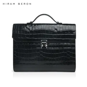 Hiram Beron Italian Laptop Portfolio Bag Designer Briefcase Men Leather Wholesale and OEM