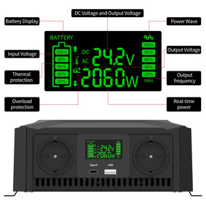 DATOUBOSS 12V 220V 2000W Soluciones de energí<span class=keywords><strong>a</strong></span> alternativa Inversores Convertidores para RV Boat Camping Sistema solar y uso doméstico - Product Image 3