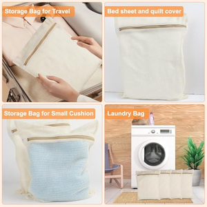 Sacs à linge en coton biologique personnalisés, grands et durables, avec fermetures éclair robustes et maille respirante, pour vêtements délicats - Product Image 5