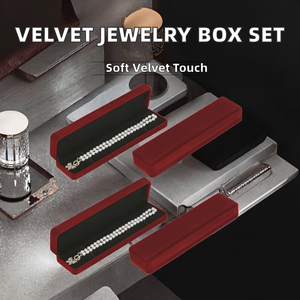 Caja Rectangular Clásica de Terciopelo Rojo para Collares Largos, con Forro Interior Negro, para Collares de Perlas, Cadenas y Joyería, Empaque para Venta al por Menor - Product Image 2