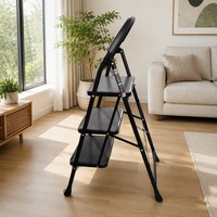 Escabeau pliant portable pour la maison, échelle pliante avec main courante de sécurité et pédale antidérapante pour usage domestique en intérieur