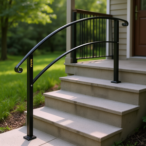 Rampe d'escalier extérieure en fer forgé Vevor, 5 marches réglables, pour marches en béton - Product Image 2