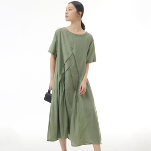 Nouvelle Robe Longue Plissée Élégante et Ample en Laine Unie pour <span class=keywords><strong>Femme</strong></span> <span class=keywords><strong>Grande</strong></span> <span class=keywords><strong>Taille</strong></span> – Collection Été 2026 - Product Image 1