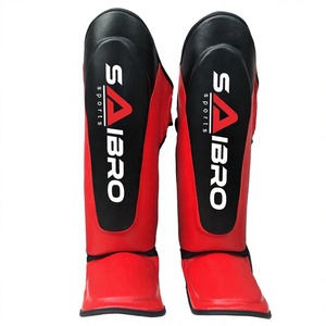 Protège-tibias de boxe professionnels personnalisés en gros et protège-tibias de Muay Thai en cuir PU confortables et personnalisables - Product Image 5