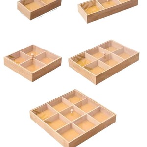Caja de Almacenamiento de Alimentos Cuadrada Clásica de Madera con Bandeja para Pan, Dulces, Frutas, Nueces, Incluye Tapas, Soporte y Plato - Product Image 1