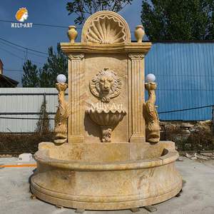 Fontaine murale en marbre antique sculptée à la main pour la décoration de jardin extérieur - Product Image 6
