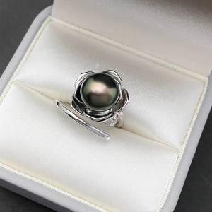 Base para Anillo de Plata S925 10534DIY, Diseño de Hoja de Ginkgo, con Cuentas Redondas de 10-13mm, Accesorios de Perlas para Mujer - Product Image 4