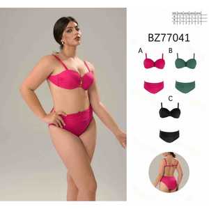 Costume da bagno intero HDJ Plus Size con controllo pancia, vita alta e fascia a fascia (Bandeau) - Monokini BZ77053 - Product Image 1