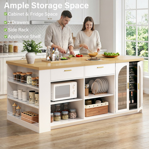 Gabinetes de Cocina de Lujo con Isla, Detalles Dorados, Estilo Mansión, Penthouse, Proyecto OEM Personalizado, Elegante para Ferias Comerciales - Product Image 4