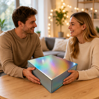 Boîtes cadeaux holographiques personnalisées avec aimants cachés, design pop-up pour emballage de cadeaux de marque, faible MOQ, vente en gros directe d'usine