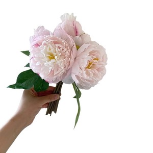 Bouquet de pivoines artificielles en soie rose foncé et blanc, haute simulation, pour décoration de mariage et de maison - Product Image 5