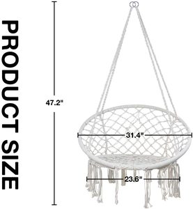 ผู้ผลิต Woqi รับผลิตจำนวนน้อย เก้าอี้แขวนเชือกมาคราเม่ เก้าอี้ชิงช้าทรงกลม พร้อมอุปกรณ์เสริม - Product Image 4