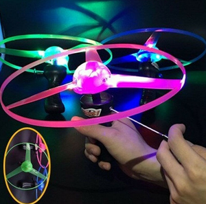 Toptan komik plastik çekme hattı dönen Led uçan daire oyuncak açık Led uçan disk oyuncaklar - Product Image 2