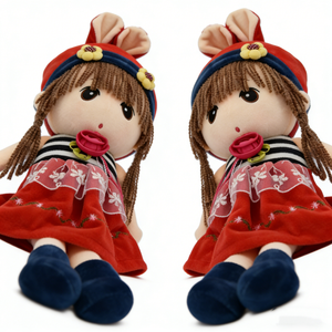 Muñeca de trapo de niña, Muñeca de peluche de niña, Muñeca de trapo de peluche, Muñeca de peluche con orejas de conejo, Muñeca de juguete suave para niña - Product Image 5