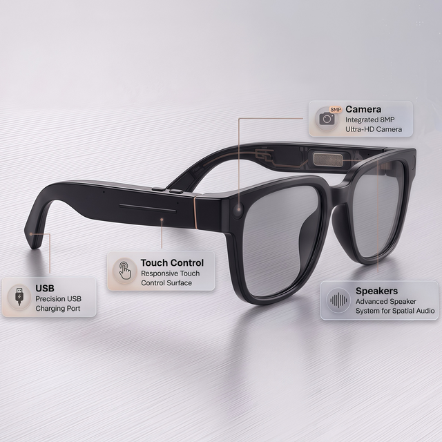 First-Person Video Glasses Smart AI Glasses Audio Eyewear with 8MP Camera Translation Call