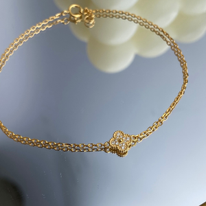 Lucky Four-Leaf Clover Iced Out Diamond Bracelet 18K Gold Fine Chain &amp; Link Jewelry With Rose Gold <strong>Charm</strong> <strong>Bangles</strong> - Product Image 4