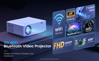 Projecteur TV intelligent Android 9.0 1080P 700 lumens ANSI LED compatible 4K et 3D, home cinéma portable avec haut-parleurs intégrés