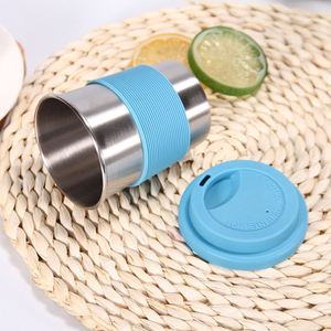 แก้วกาแฟสแตนเลสแบบพกพาสำหรับใช้งานกลางแจ้งพร้อมฝาซิลิโคน ขายส่ง - Product Image 4