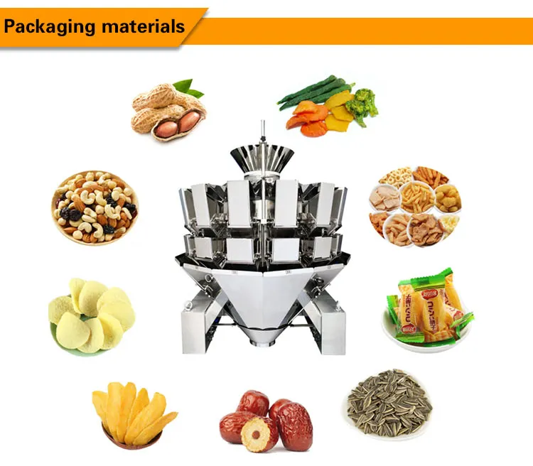 JINTIAN Packing factory automatic Granular Rice Candy Potato Chips Snacks Multihead Weigher Multi-Function Packaging machine