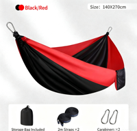 Hamac double d'extérieur durable, hamac de couchage imperméable en polyester léger, portable, pliable avec sangles et sac de rangement