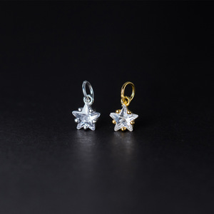 Delicate S925 Sterling Silver Brilhante Zirconia Mini Estrela Pingente Encantos Para Colar Pulseira Brincos Permanent Jewelry Making - Product Image 2