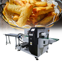 Machine d'emballage horizontale automatique SZ-280X avec contrôle PLC industriel stable pour aliments surgelés et rouleaux de printemps sur plateau