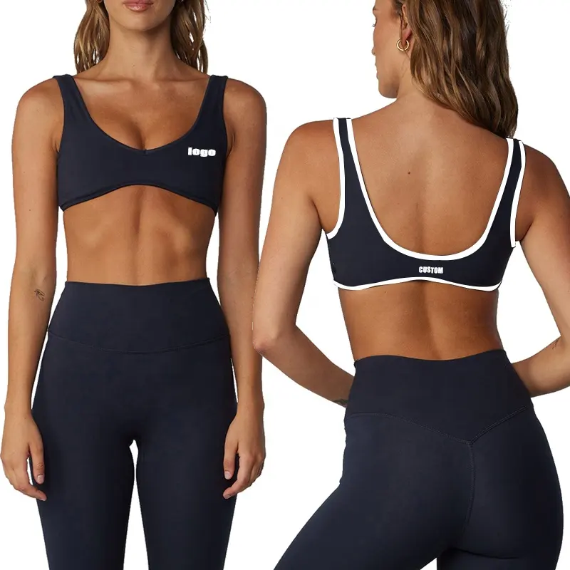 Nouveau design U Neck Fitness Yoga Apparel Solid Color Sleeveless Quick Dry Respirant High Impact Womens Sports Bras