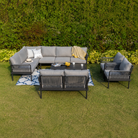Modernes Outdoor-Gartensofa-Set mit Metallrahmen UV-Beständiges PE-Rattan Wasserdichte Kissen Rost- und Wasserfest Umweltfreundlich