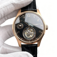 Montre mécanique pour homme de luxe en or rose avec tourbillon, cadran noir, affichage jour/nuit, montre automatique de haute qualité pour les affaires