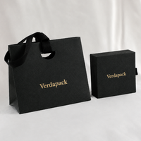 Boîte à bijoux personnalisée avec sac en papier texturé assorti, ensemble d'emballage de bijoux avec logo en feuille d'or pour bague, boucles d'oreilles, collier