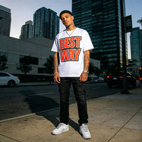 Camiseta de Diseño Elegante para Hombre, Estilo Urbano, Impresión por Transferencia de Calor, Blanca, 100% Algodón Jersey, Talla Grande, Estilo Hip Hop, Ecológica y Transpirable