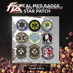 Écusson médical tactique personnalisé Croix Rouge, étoile brodée, patch de sauvetage, style auto-agrippant, thermocollant, en PVC et feutre, broderie personnalisable - Product Image 2