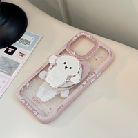 Chiot de conception mignonne populaire avec étui de téléphone Magn et Holder pour iPhone 16 15 14 Pro Max livraison gratuite accessoires de téléphone avec support