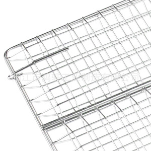 HONGXUAN Foldable <b>Bbq</b> Grill Net Clip 54.5x32.5x3cm Thickened Wooden Handle Single Handle Portable Fish Grill <b>Tool</b> - Product Image 3