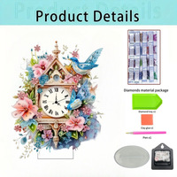 Kit d'horloge de peinture diamantée 5D de forme spéciale, broderie de strass DIY avec support, décoration d'intérieur, cadeau