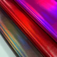 Cuir laser holographique Lichi cuir PU tissu irisé brillant pour matériaux de sac à main
