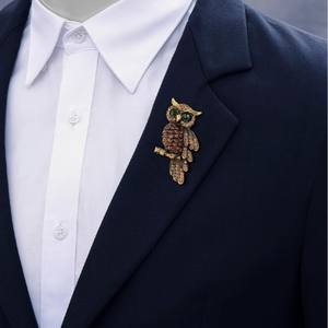Luxe <span class=keywords><strong>dessin</strong></span> <span class=keywords><strong>animé</strong></span> Vintage alliage bijoux extravagant cristal Brid broches hibou broche broche incrusté <span class=keywords><strong>de</strong></span> diamants pour hommes accessoires - Product Image 1