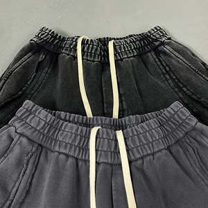 Pantaloni sportivi da <span class=keywords><strong>uomo</strong></span> in felpa francese personalizzati, a vita media, dritti, con coulisse elastica, neri, larghi, in cotone pesante, <span class=keywords><strong>grigi</strong></span>, modello jogger - Product Image 2