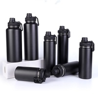 Bouteille d'eau personnalisée à large ouverture en matériau durable, bouteille d'eau à isolation sous vide à double paroi en acier inoxydable avec logo