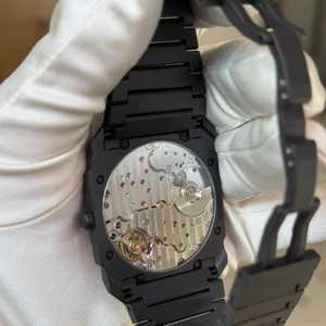 Montre automatique mécanique BVL Style Octo 40 mm en fibre de carbone noire, mouvement ETA, ultra-fine 7 mm, fond transparent, fermoir caché - Product Image 5