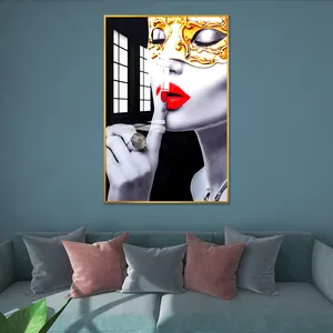 New Arrival 3D Wall Art Print Crystal Porcelain Glass Painting with Golden Aluminum Frame