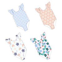 Maillot de bain une pièce personnalisé à motifs floraux pour filles, enfants, écologique, antibactérien, vêtements de plage