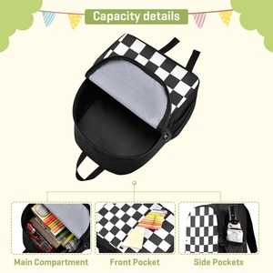 Organizing Custom Checker Flag Print <b>Backpack</b> Trendy Simple Little Book Bag for Primary <b>School</b> Bags - Product Image 4