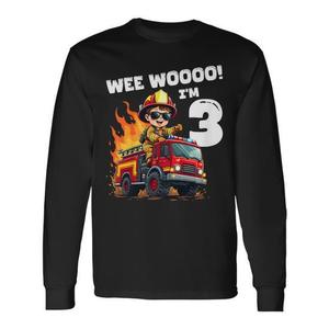 T-shirt à manches longues pour tout-petits Fire Truck Wee Woo 3rd Birthday - Product Image 1