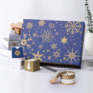 Boîte de calendrier de l'<span class=keywords><strong>avent</strong></span> magnétique personnalisée bleu et blanc avec lamination mate UV, en papier recyclé rigide, gaufrage, pour soins personnels et parfums - Product Image 6